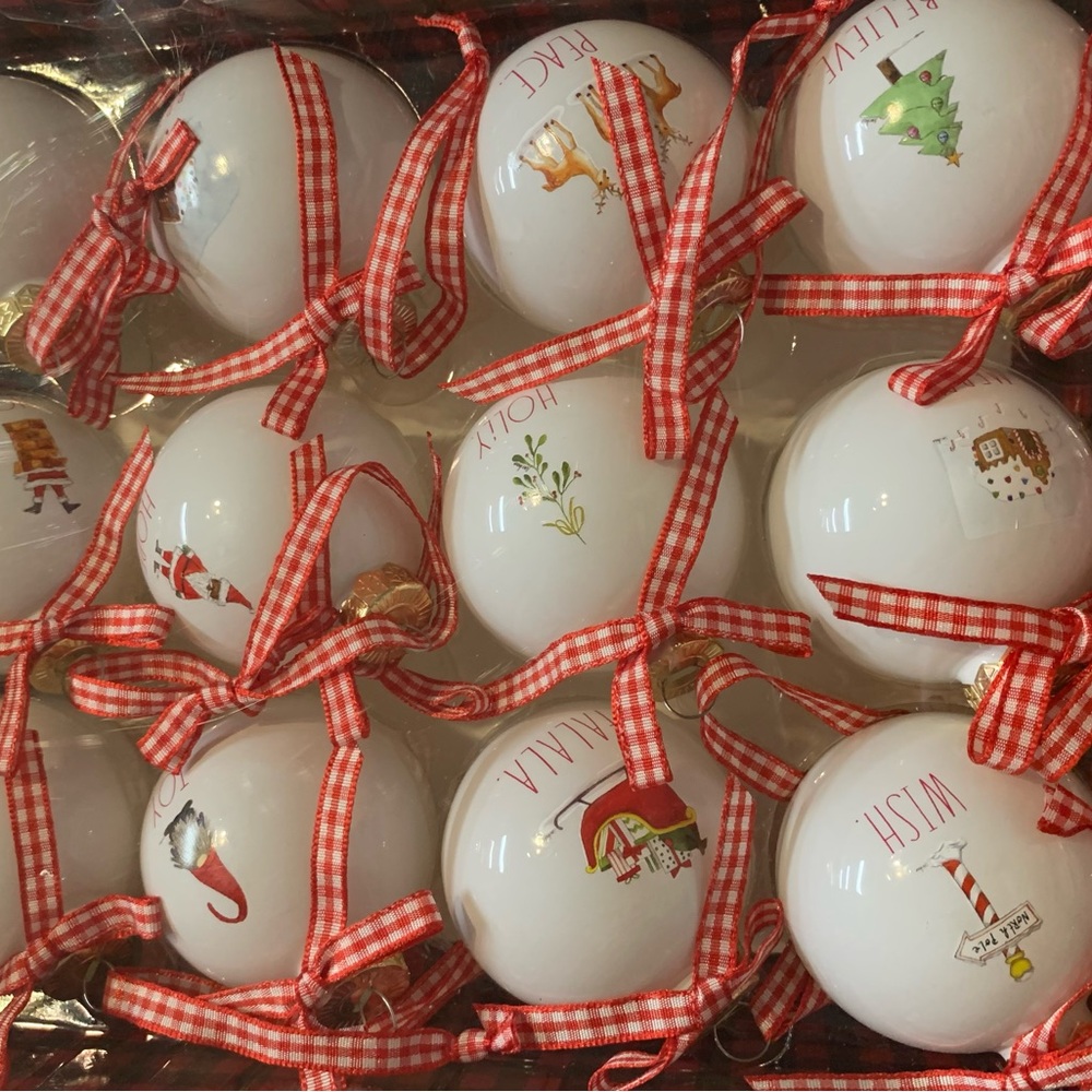 12 RD  ornaments. holiday designs. Bundle 3 Christmas ornaments post get 10% off